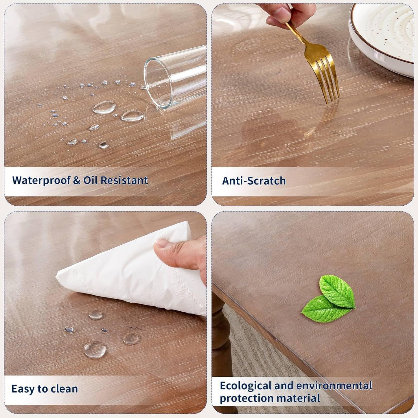 24 x 63 Inch Clear Table Cover Protector, 2mm Thick Clear Table Protector for Dining Room Table, Plastic Table Cover, Waterproof Table Pad for Kitchen, Office