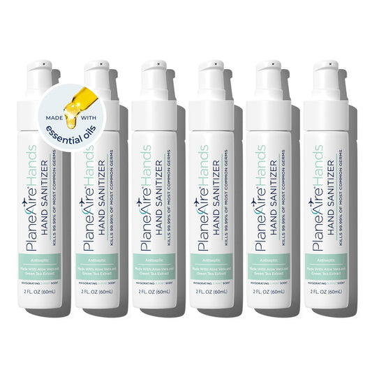 3-Mint Gel Hand Sanitizer | Soothing, Moisturizing, Hydrating | Travel Size | With Aloe Vera & Green Tea Extract | Mint Oil Blend with Peppermint Essential Oil | For Cars, Backpacks, Travel | 6-pack