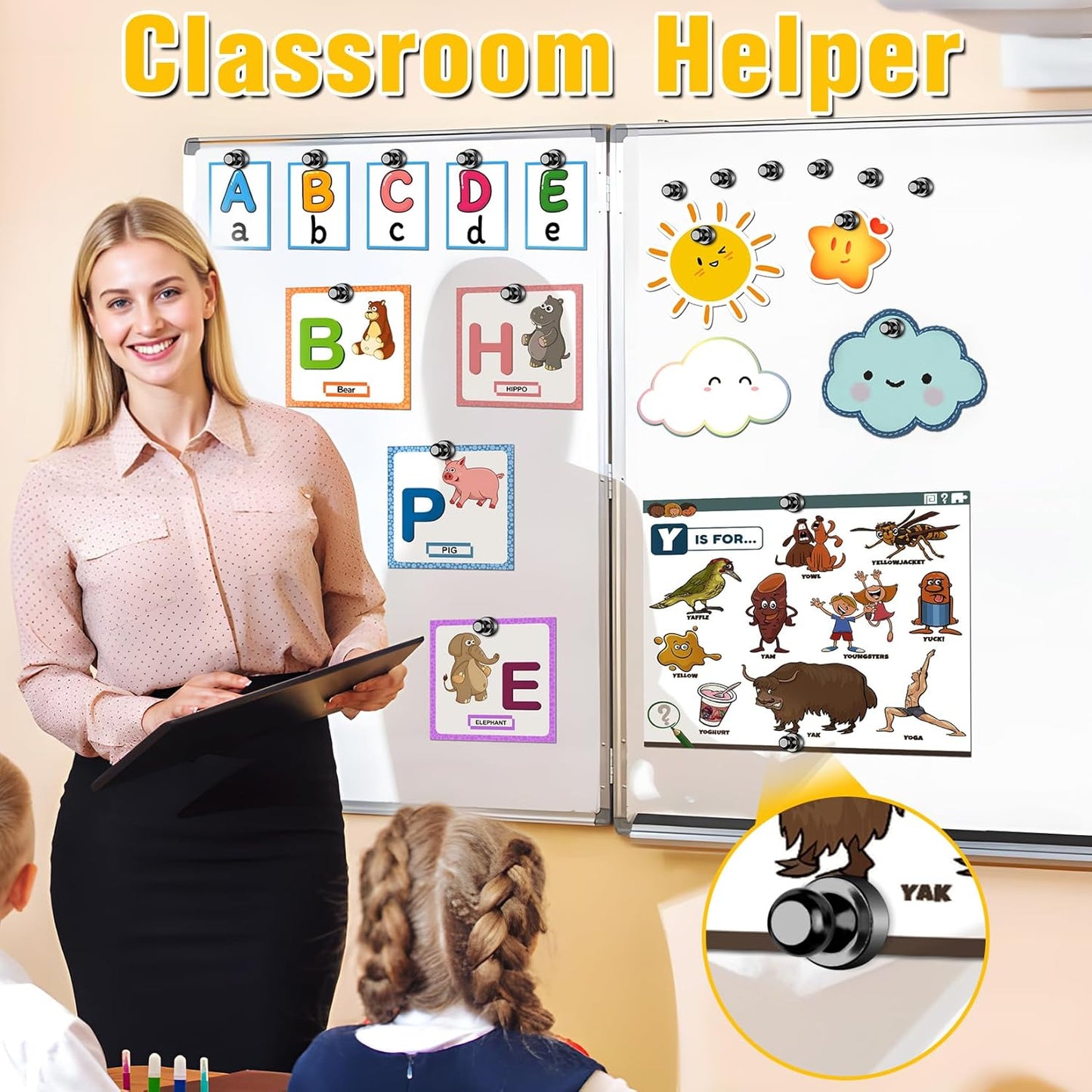 VNDUEEY 90 Pack Black Fridge Magnets, Refrigerator Magnets Strong Magnets for Whiteboard, Magnet Refrigerator, Small Magnet for Classroom, Kitchen, Office, Locker, Map Decorative