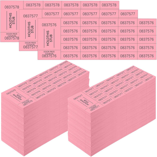 Kosiz 2000 Sheets Raffle Ticket 25 Bid Chinese Auction Tickets Tricky Tray Basket Raffle Sheets for Back to School Class Rewards Carnival Door Prizes Events(Light Red)