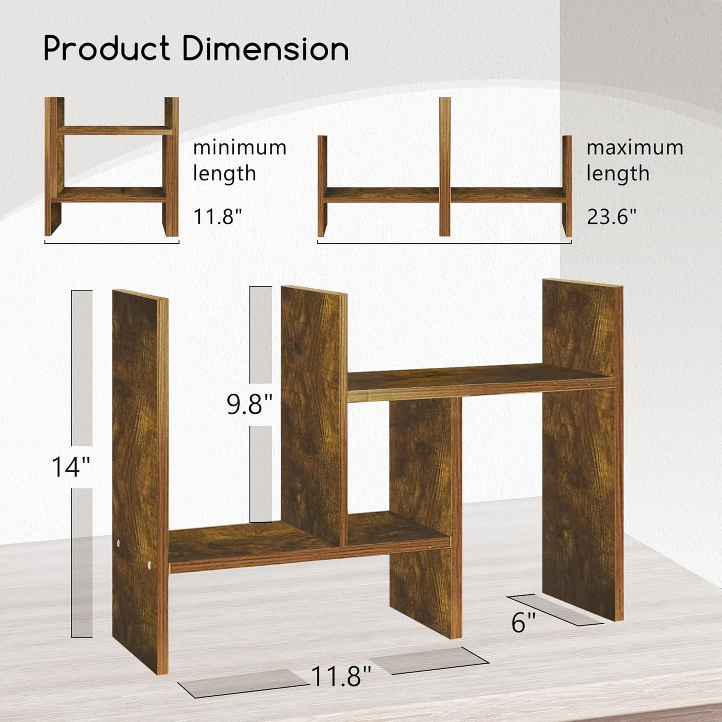 Jerry & Maggie Desktop Organizer Office Storage Rack Adjustable Wood Display Shelf Free Style Double H, Multi-Functional Mini Bookshelf for Desk Natural Stand (Natural Wood Tone)