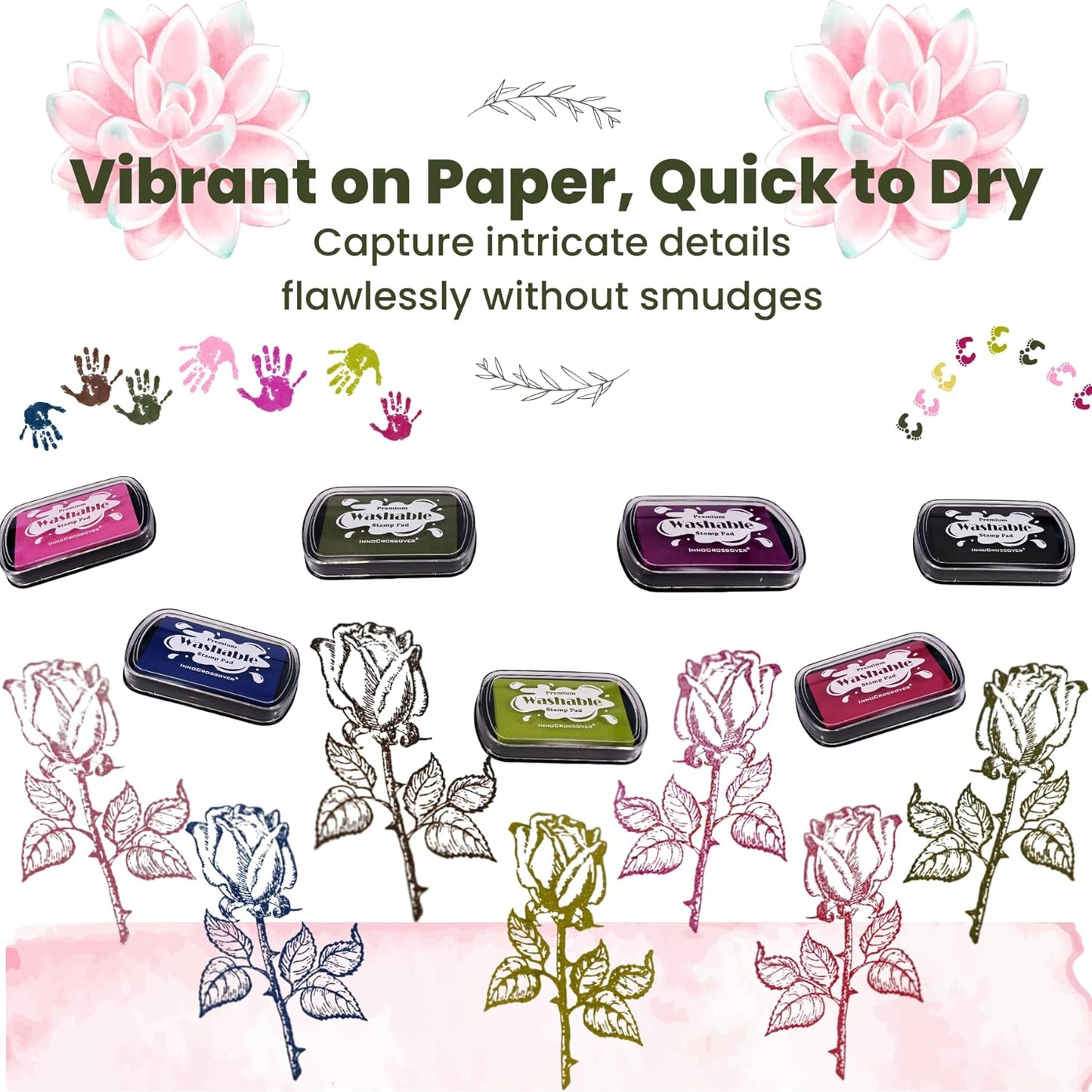 Washable Ink Pad, Best Stamps for Kids, Kids Crafts, Paw Print Kit, Baby Footprint Kit, Stamp Pads on Scrapbooking, Fingerprint Ink Pad, Easy to Wash Off Skin| Large | Safe Non-Toxic (Wood Bark)