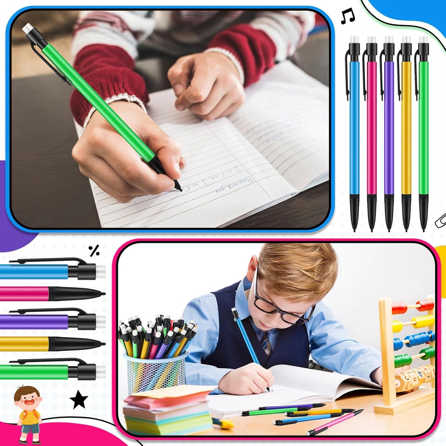 Colarr 400 Pieces Mechanical Pencils 0.7 mm with Eraser Pastel Art Pencils for Kid School Students Artist Writing Drawing Sketching