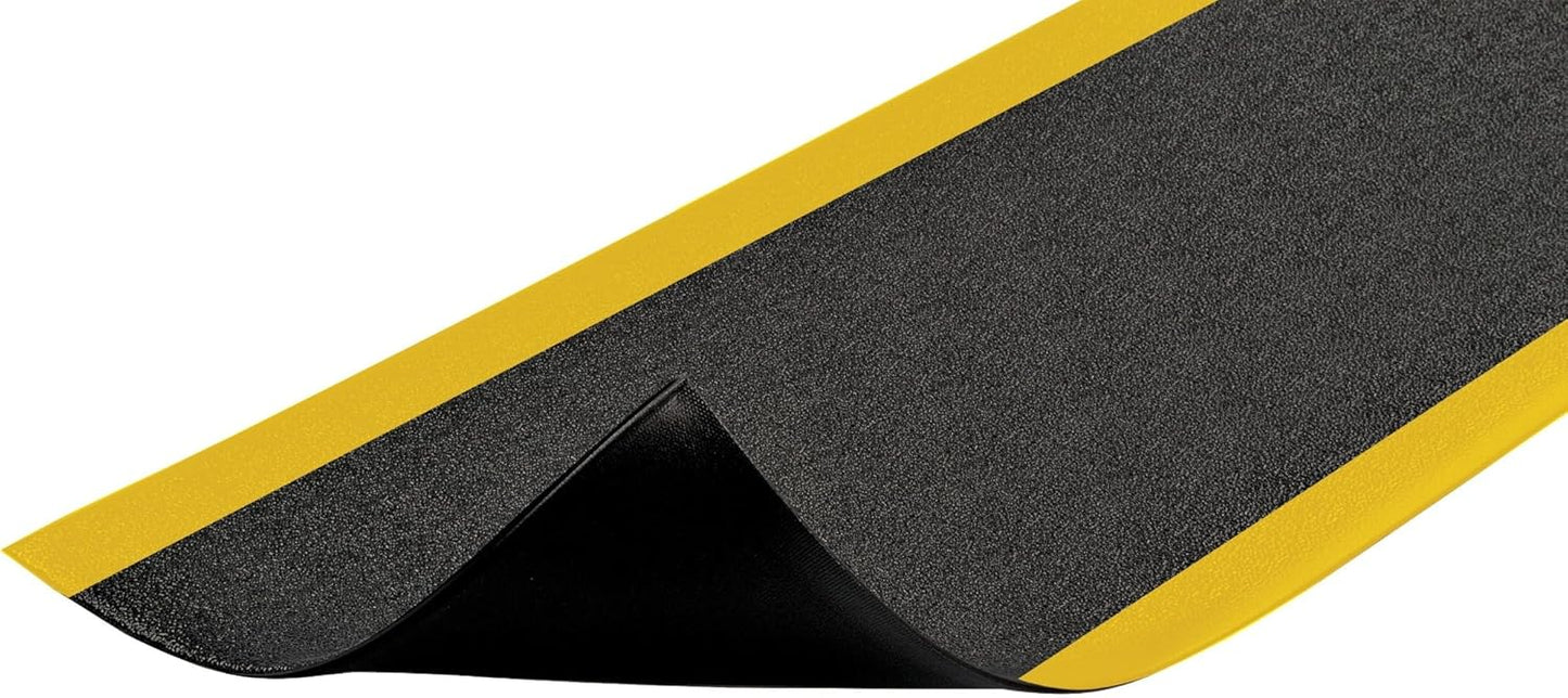 Notrax 411 Sof-Tred™ 2' x 60' x 9/16" Anti Fatigue Mat, Enhanced Slip Resistance with Beveled Edges and Pebbled Surface, Ideal for Industrial and Commercial Workplaces, Black/Yellow, 411R0424BY