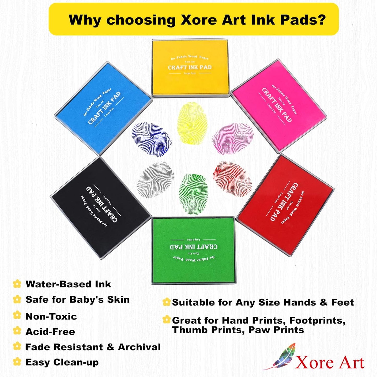 5"x4'' Large Ink Pad Washable Stamp Ink Pad for Baby Footprint Handprint with 30ml Premium Refill Ink (Pink)
