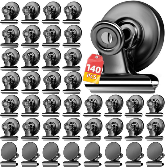 VNDUEEY 140 Pack Magnetic Clips Fridge Magnet, Magnetic Paper Clip Holder, Whiteboard Clip Magnets Refrigerator Magnet, Strong Magnet Clips for Whiteboard Locker