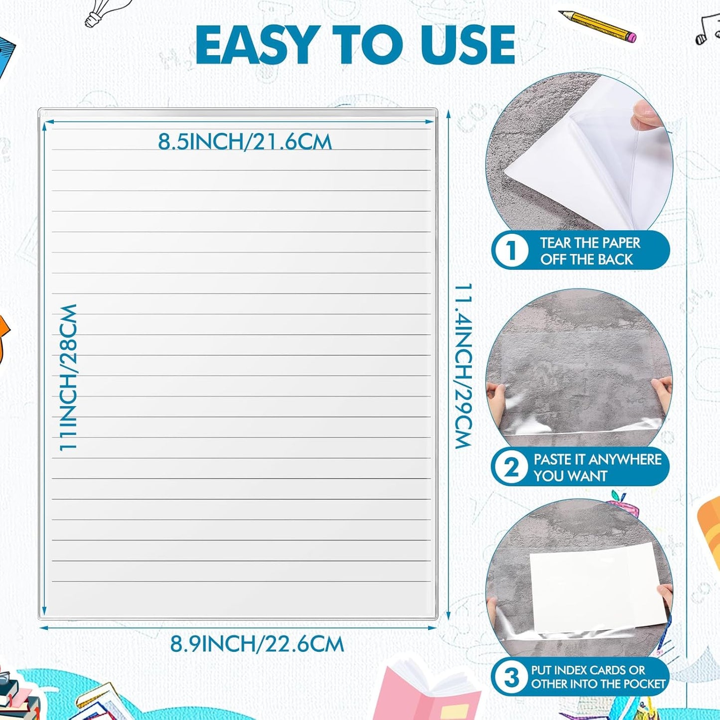 Outus Self Adhesive Shop Ticket Holders Clear Plastic Sleeves Adhesive Pockets Work Order Job Ticket Holders for Home Office Posting Signs(8.5 x 11 Inch,30 Pcs)