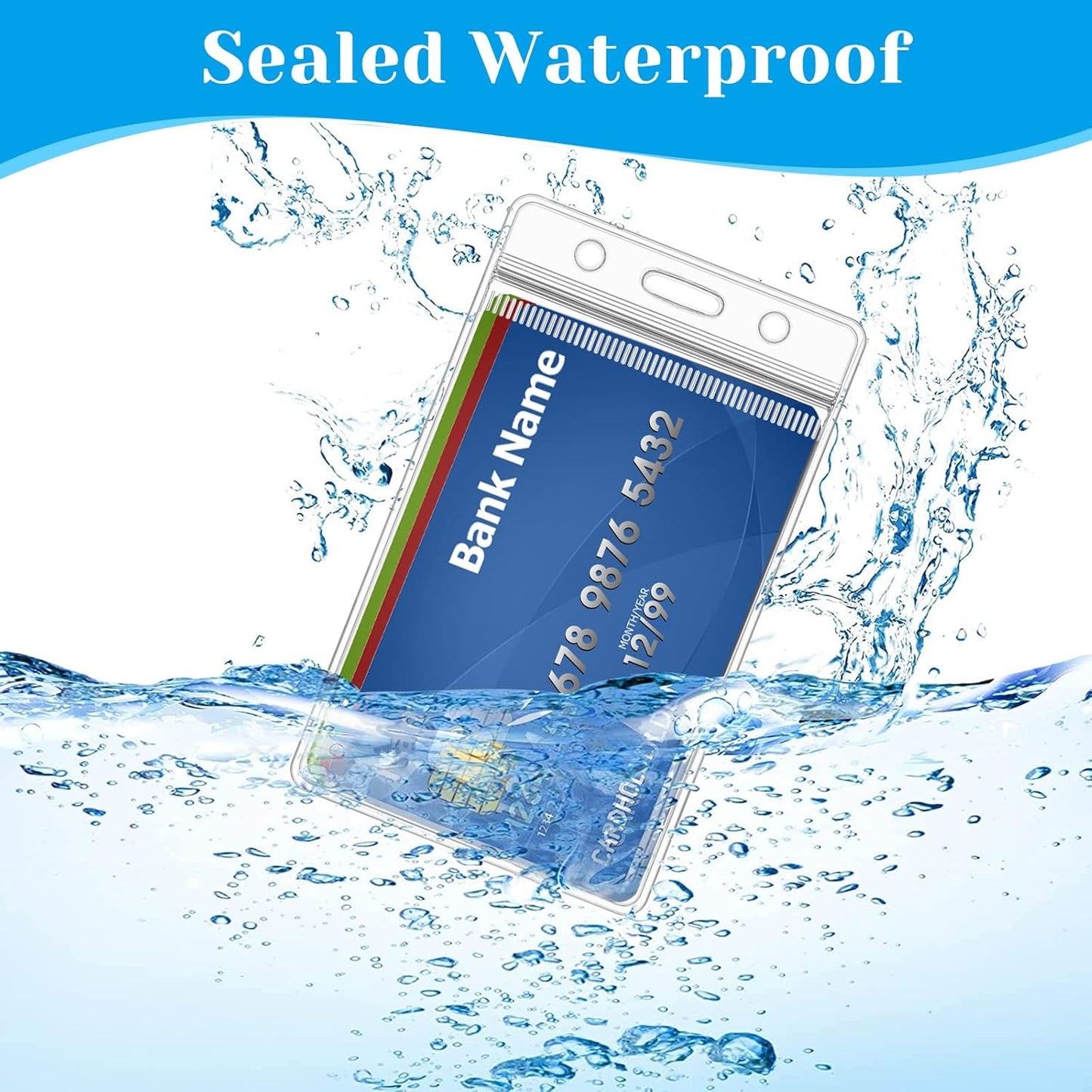 30 Pack Badge Holder, Plastic ID Badge Holder, Clear Waterproof ID Card Holder with Resealable Zip, 2.5" x 3.8" Vertical Name Tag Holder for Nurses and Office, Fits ID Card/Credit Card/Student Card
