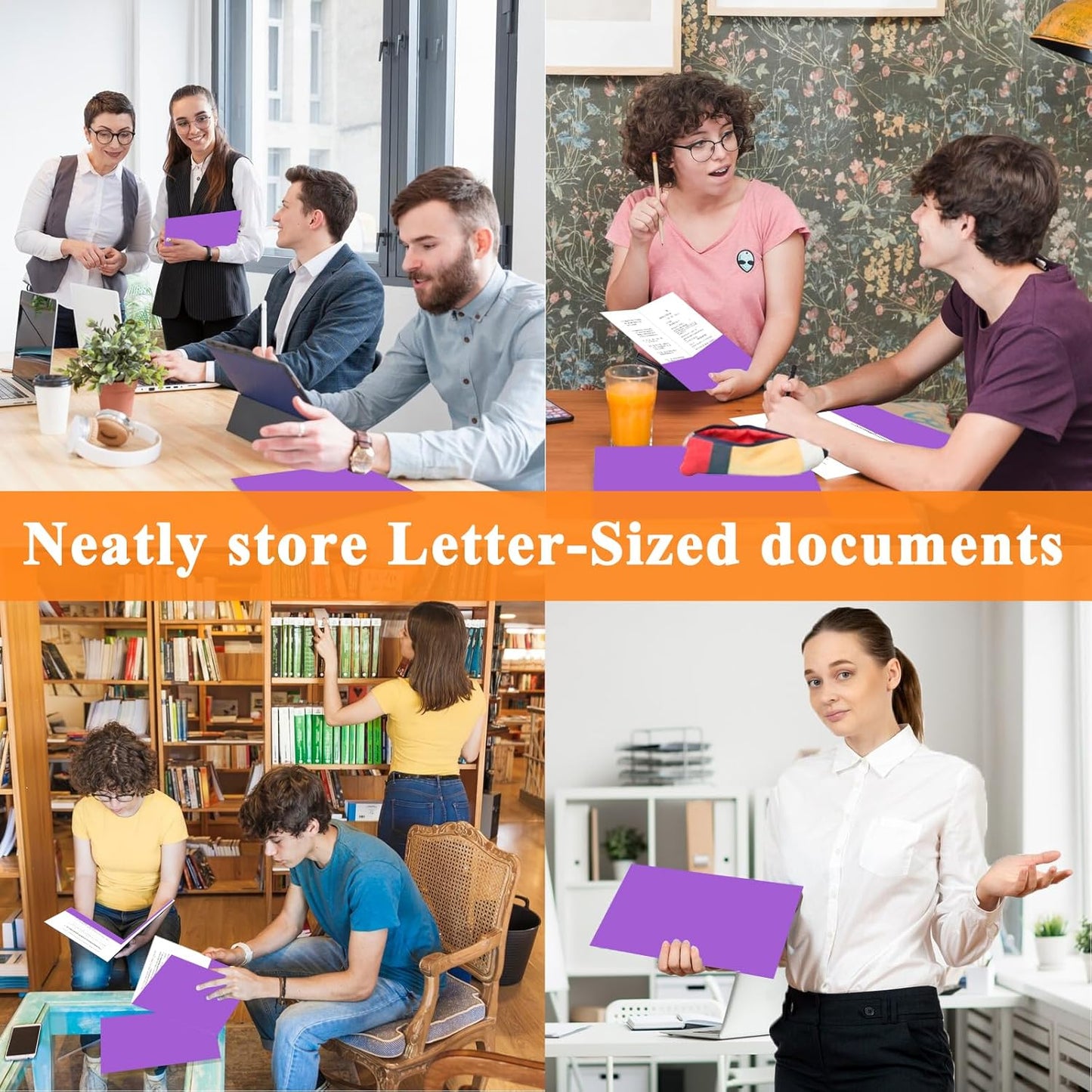 50Pcs Purple Folders with Pockets and Business Card Holder,Two Pocket Folders for School,Home or Office,Durable Heavy Duty File Folders