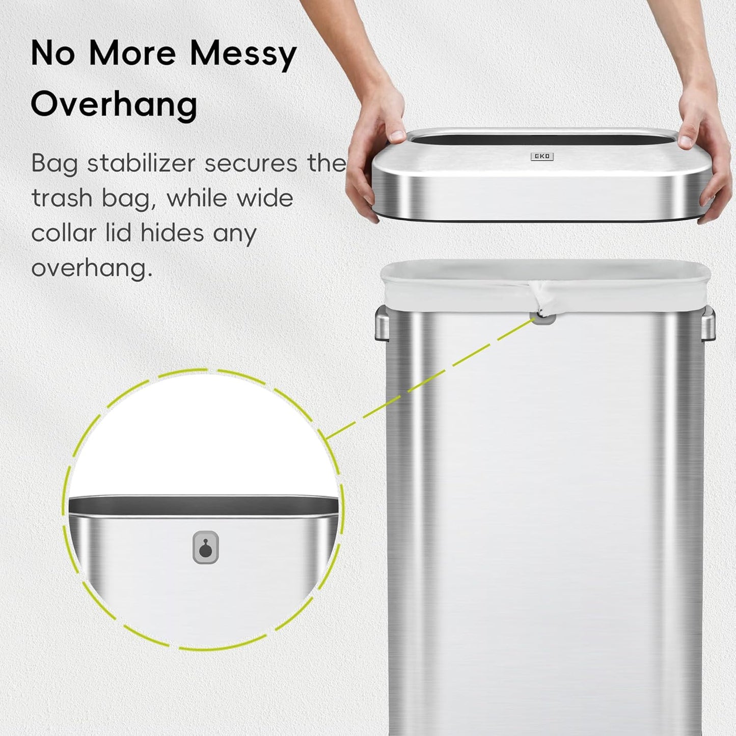 EKO Urban 24 Gallon/ 90 Liter Open Top Stainless Steel Slim Commercial Trash Can, Tall Kitchen Garbage Bin, Heavy-Duty Commercial Grade Large Trash Can for Home, Office, Hotel, Cafe, Restaurant, Dorm