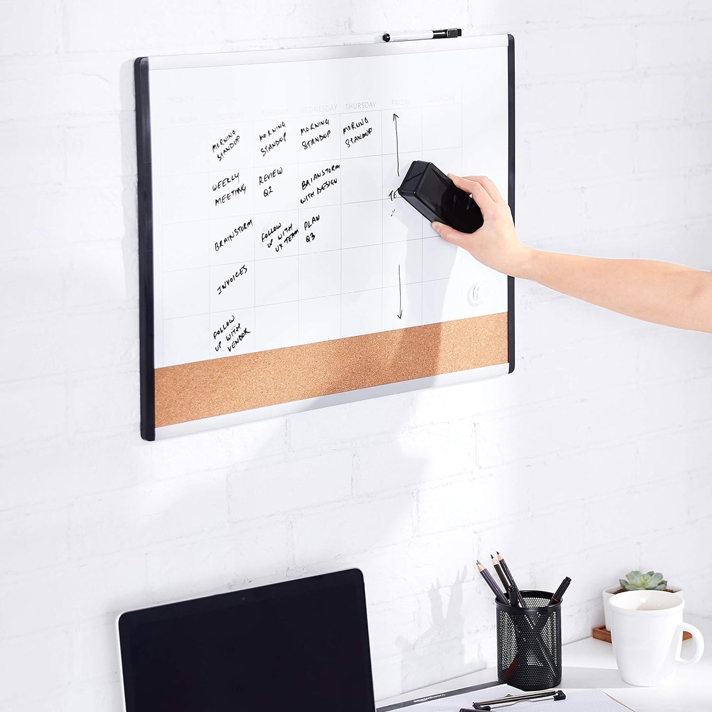 Amazon Basics Dry-Erase Whiteboard Eraser, for School, Office, Home, and Classroom, Black, 8-Pack,