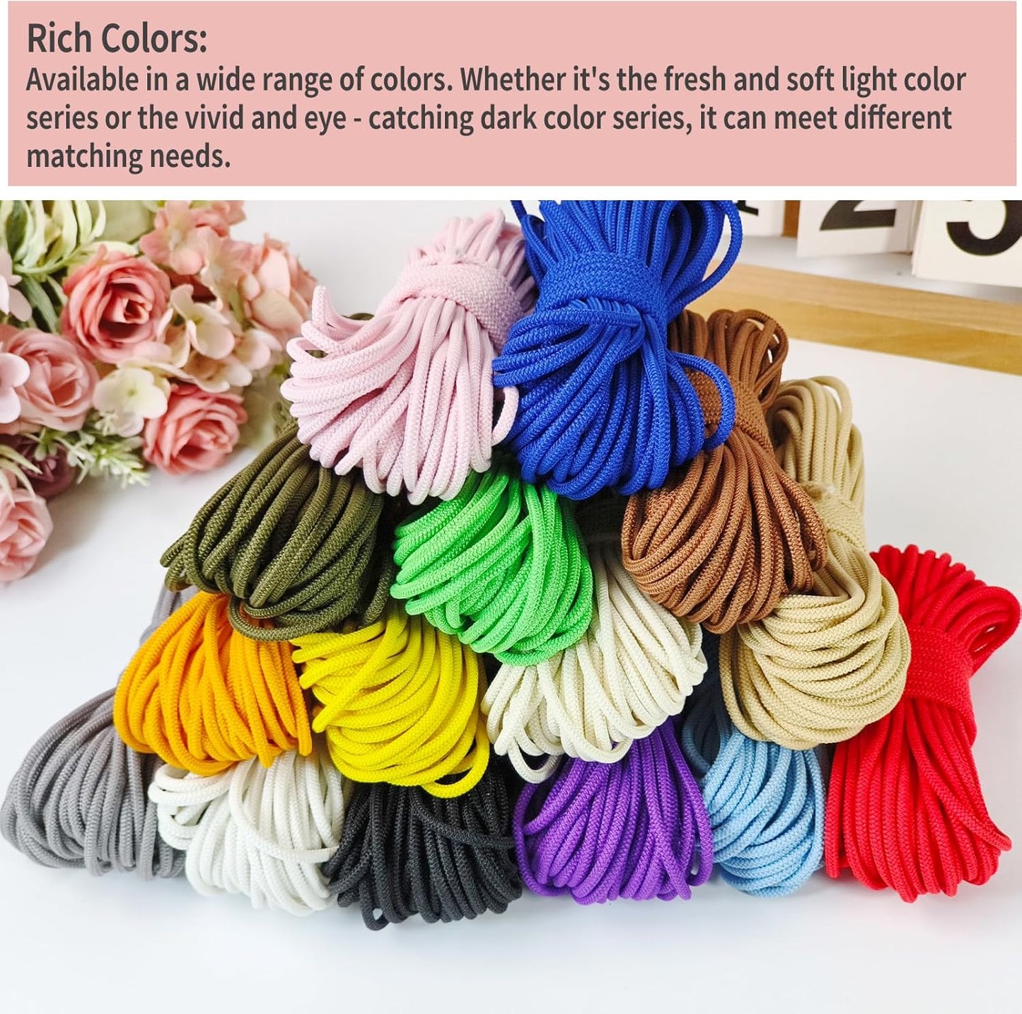 1/8 inch Gray Non-Slip Elastic Cord -3mm 15 Yards Soft Elastic Cord Stretch String Braided Thread for Sports Gear, DIY Crafts, Hair Bands, Shoelaces,Apparel Making & Camping Tie Down