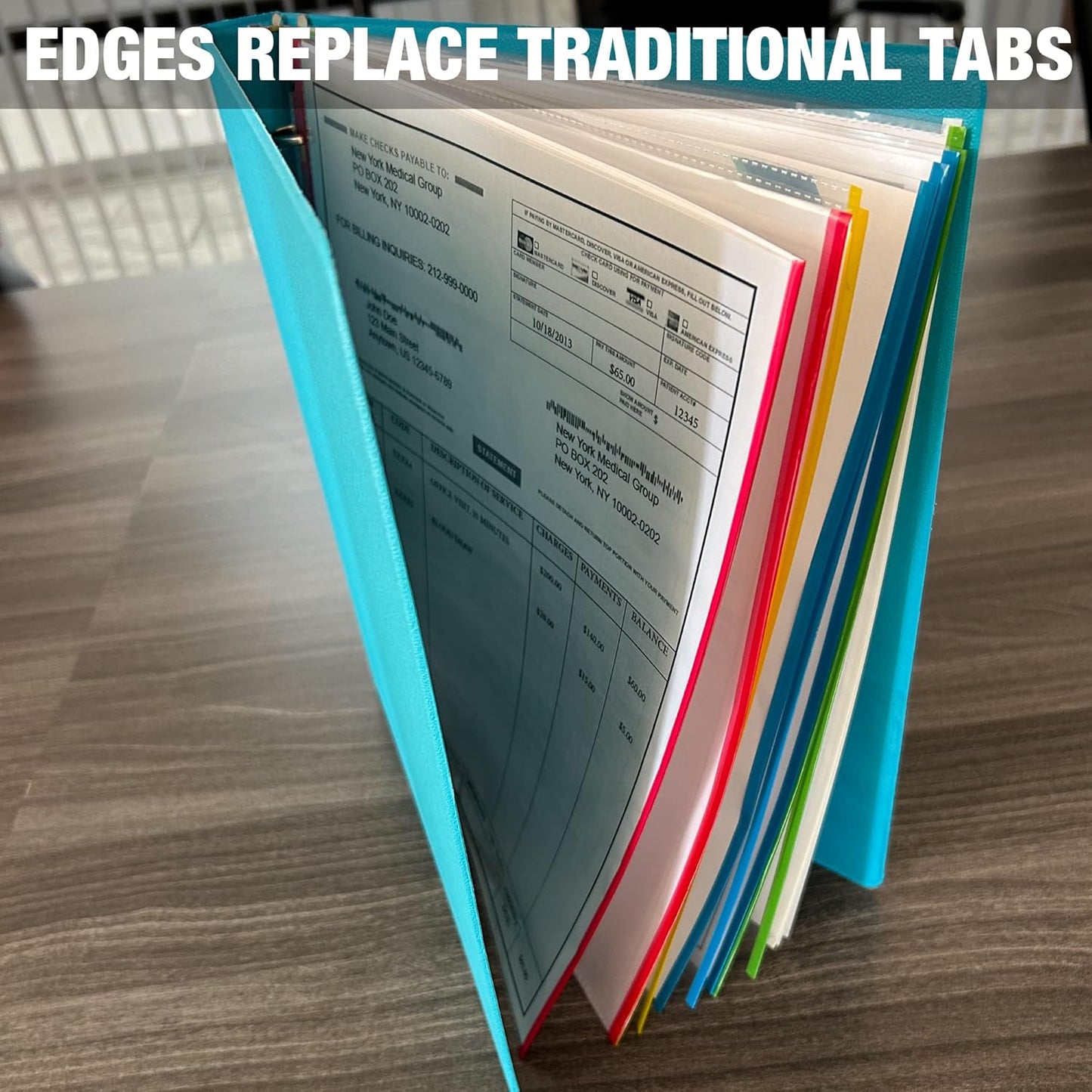 Samsill Color Edge Sheet Protectors 8.5 x 11 Inch, Page Protectors for 3 Ring Binder, Standard Weight, Clear Sheet Protector, Letter Size, Top Loading, Acid Free, 100 Pack