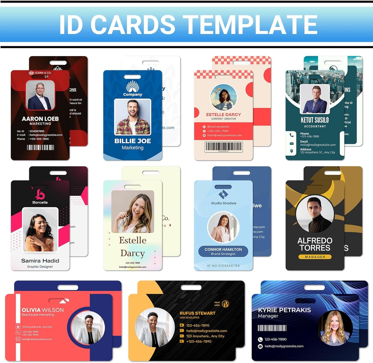 Custom Id Badge Custom Id Card Identification Badges Customizable Personalized Name Badge Customize Name Tag Photo Logo Employee Work Office Volunteer Customized Personal (Horizontal-4)