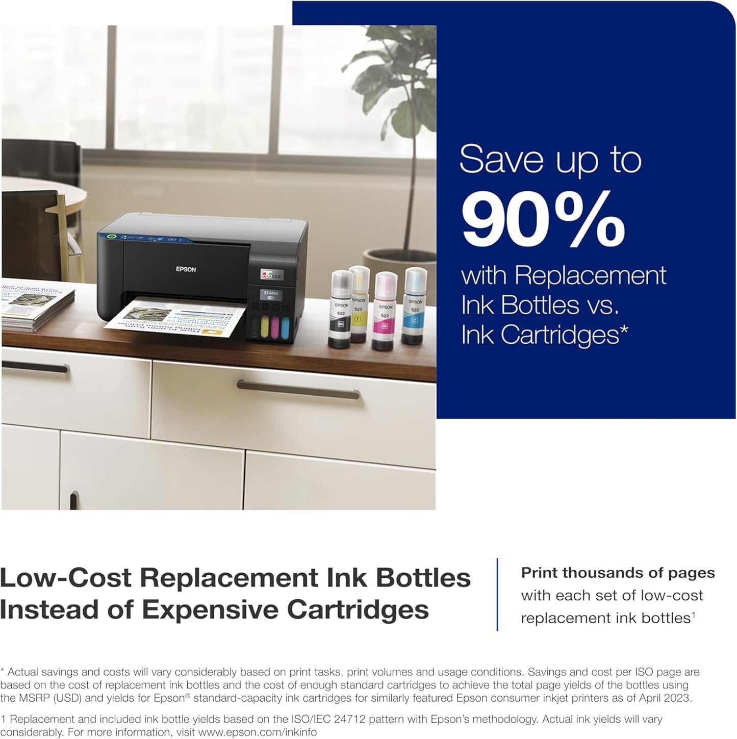 Epson® Workforce® Pro WF-4820 Wireless All-in-One Printer and EcoTank ET-2400 Cartridge-Free Supertank Printer Bundle