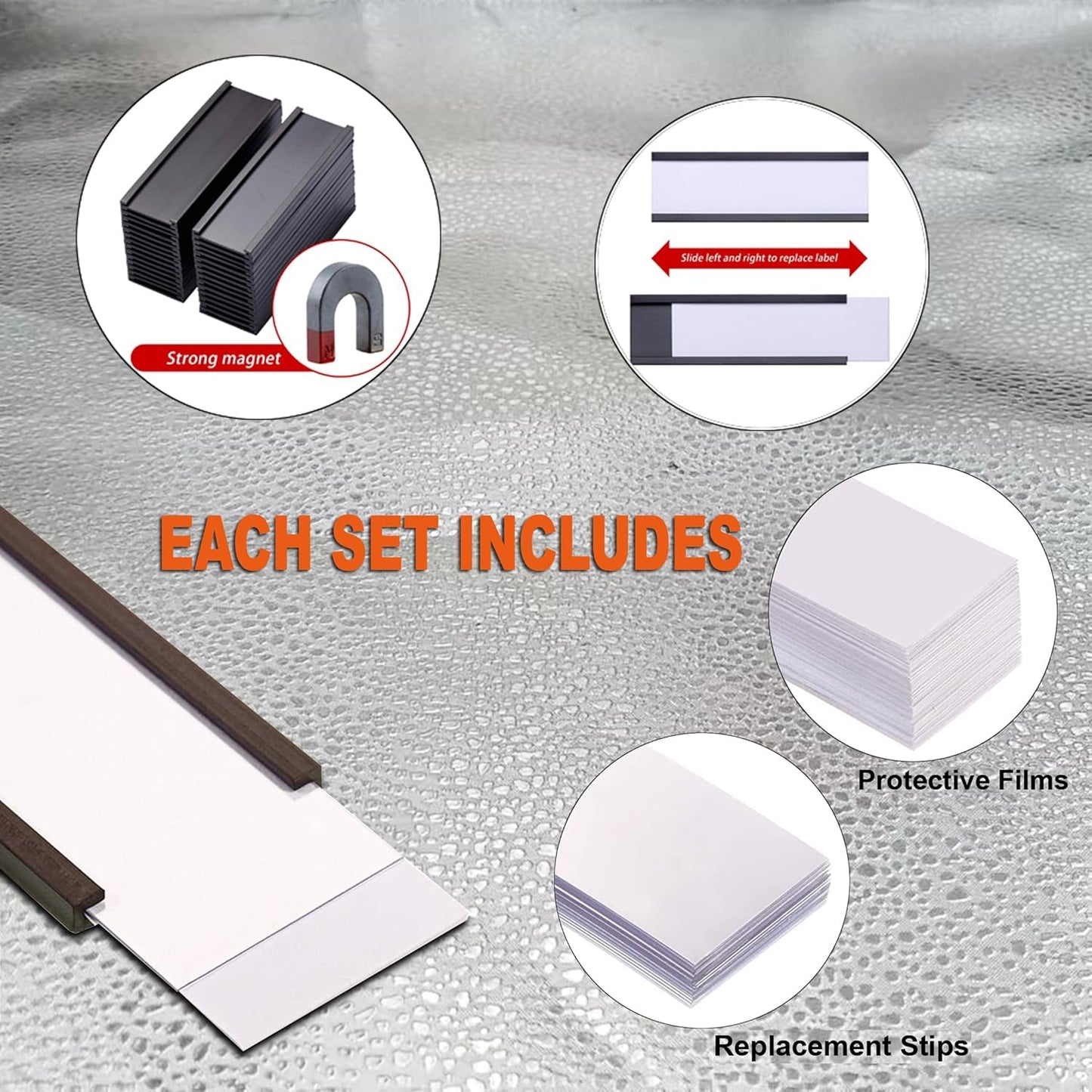 40 Pack C-Channel Magnetic Label Holders (2″ x 4″) with Paper Inserts & Clear Covers – Durable Magnetic Shelf & File Cabinet Labels for Metal Surfaces