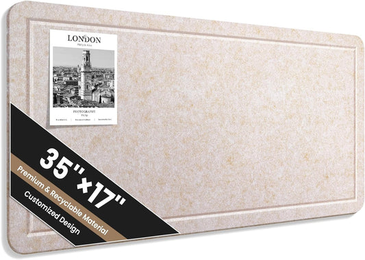 Large Bulletin Board, 35 X 17 Inches Felt Cork Board with 40 Pushpins, Foldable Felt Notice Pin Board Photo Display Board with Self-Adhesive Tape for Office Home School