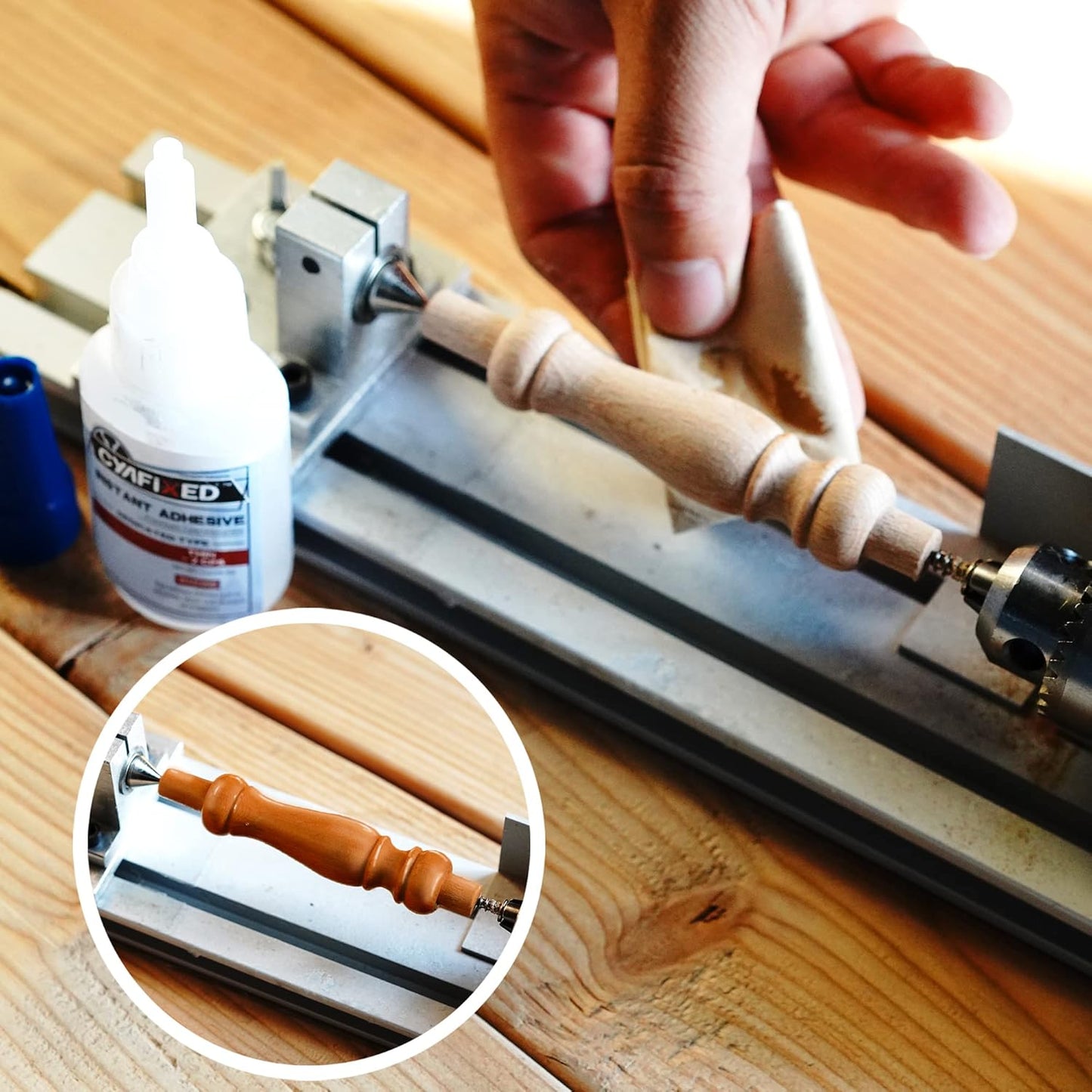 CA Glue for Woodworking - 2 Bottles Thin Viscosity 2 oz with 1 oz Medium Viscosity and 1 oz Ultra Thick Viscosity, Cyanoacrylate Adhesive for Woodturning, Wood Bonding and Gap Filling