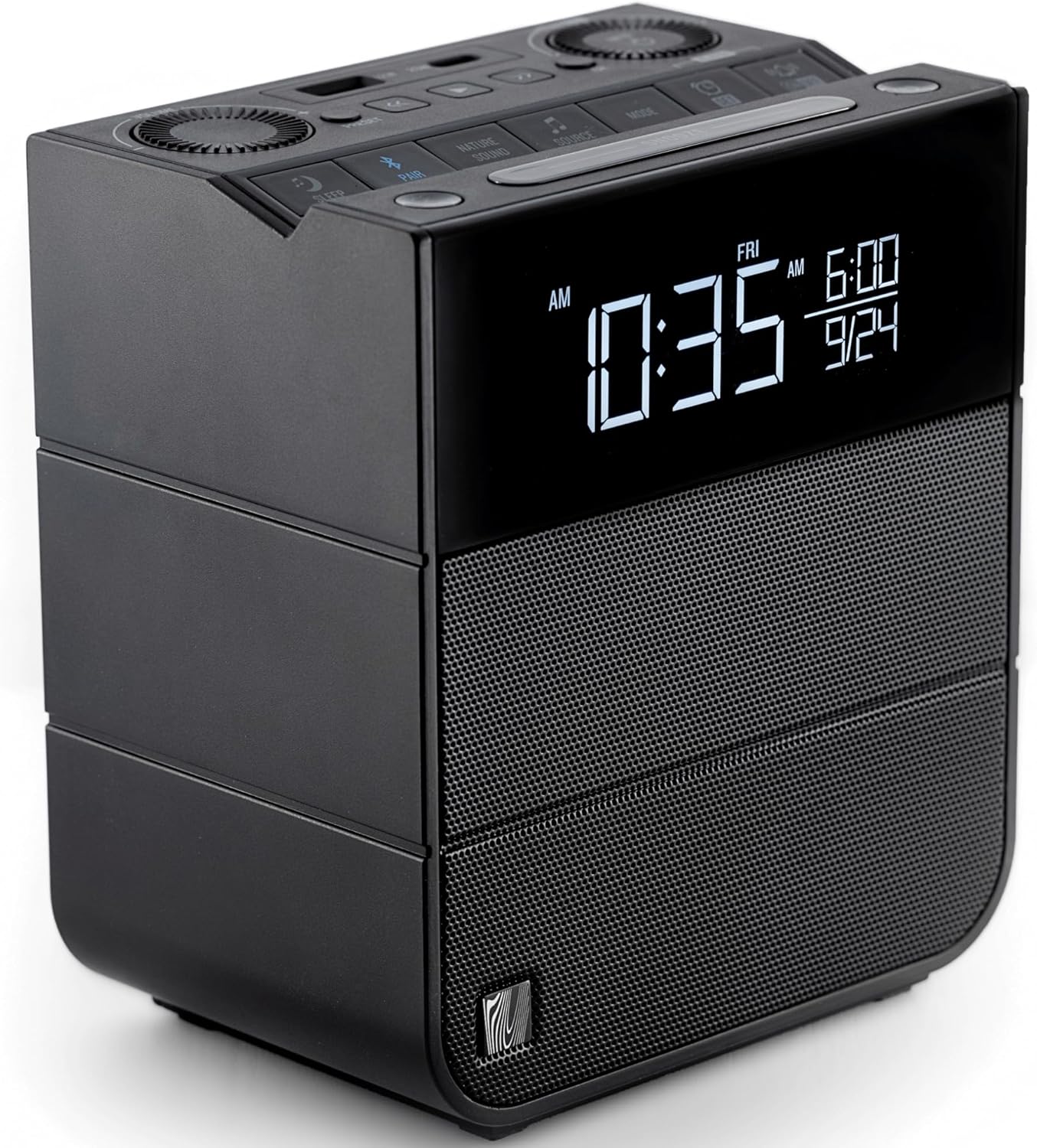 Sound Rise II, SFQ-16: Bedside Alarm Clock Radio & Bluetooth Speaker, with Large Display Screen, FM Radio, Fast USB Charging, and Nature Sound