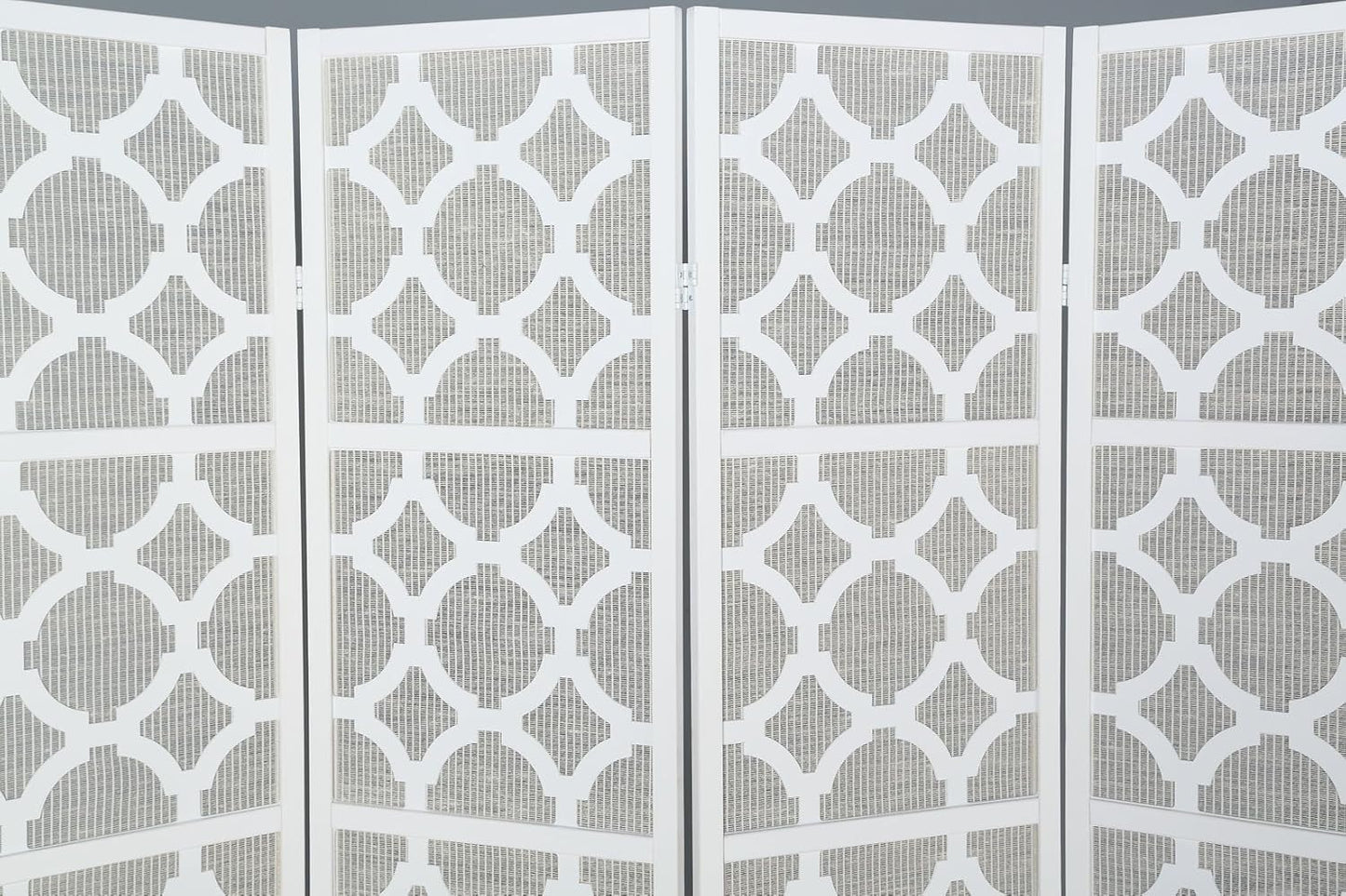 NicBex Room Divider 4 Panel Room Dividers with Quarterfoil Diamond Design Partition Room Dividers and Folding Privacy Screens Wall Divider for Home, Room Separation,69.28"W x 17.32"D x 70.31"H, White