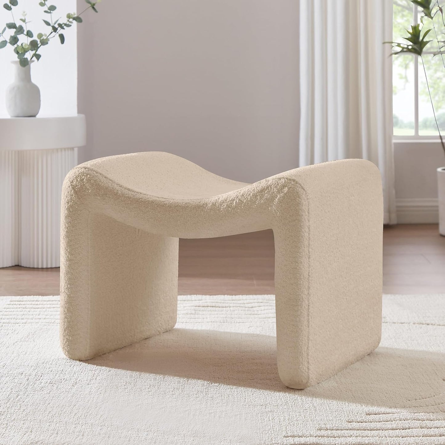 Large Footstool Ottoman, Multi-Functional Modern Foot Stool, Sofa Footrest Extra Seating for Living Room, Entryway, Hallways and Bedrooms, Large, Camel