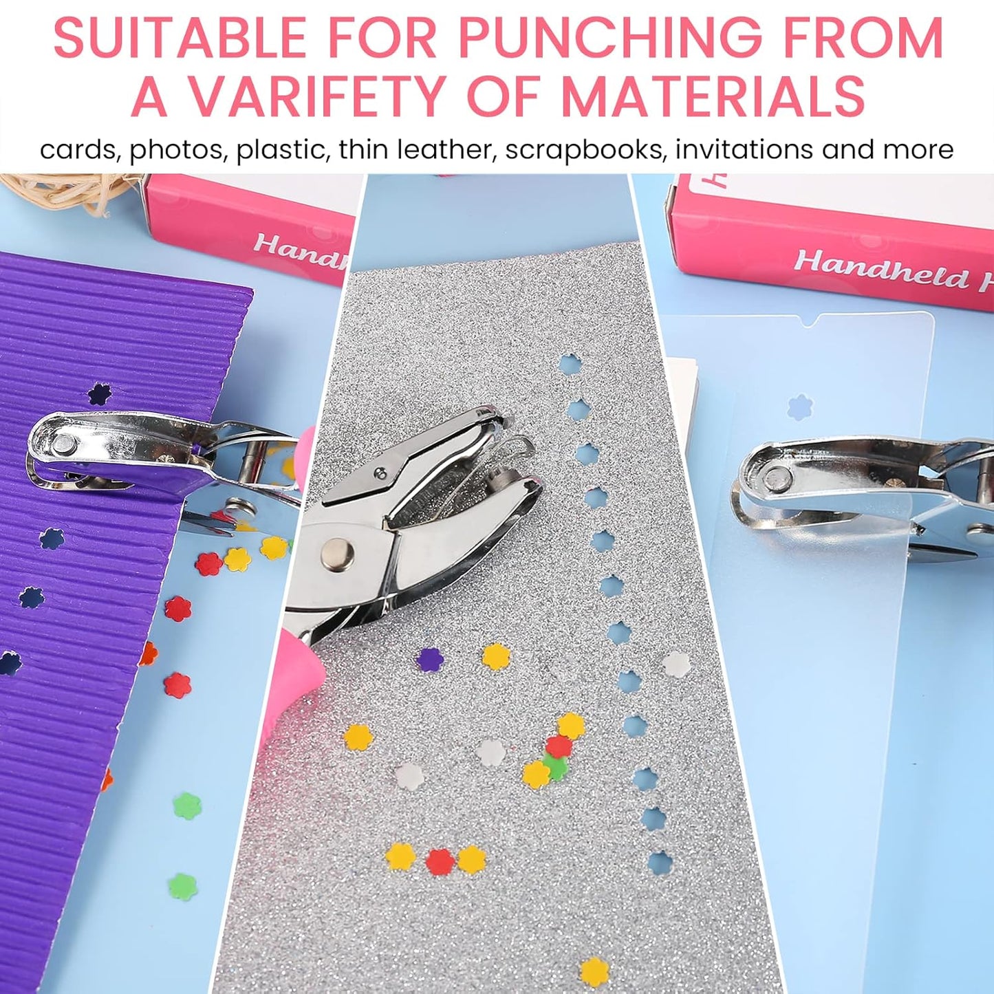 MyArTool Flower Hole Punch, 1/4 Inch Handheld Flower Paper Punch with Soft Grip, Flower Shape Hole Puncher for Paper Crafts, Cardstock, Gift Wrapping, Greeting Cards and Scrapbooks