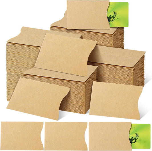 Glenmal 1200 Pcs Gift Card Sleeves Holder 3.5'' x 2.4'' Blank Hotel Key ID Card Holder Sleeve Kraft Envelopes Business Cover Protector for Keys