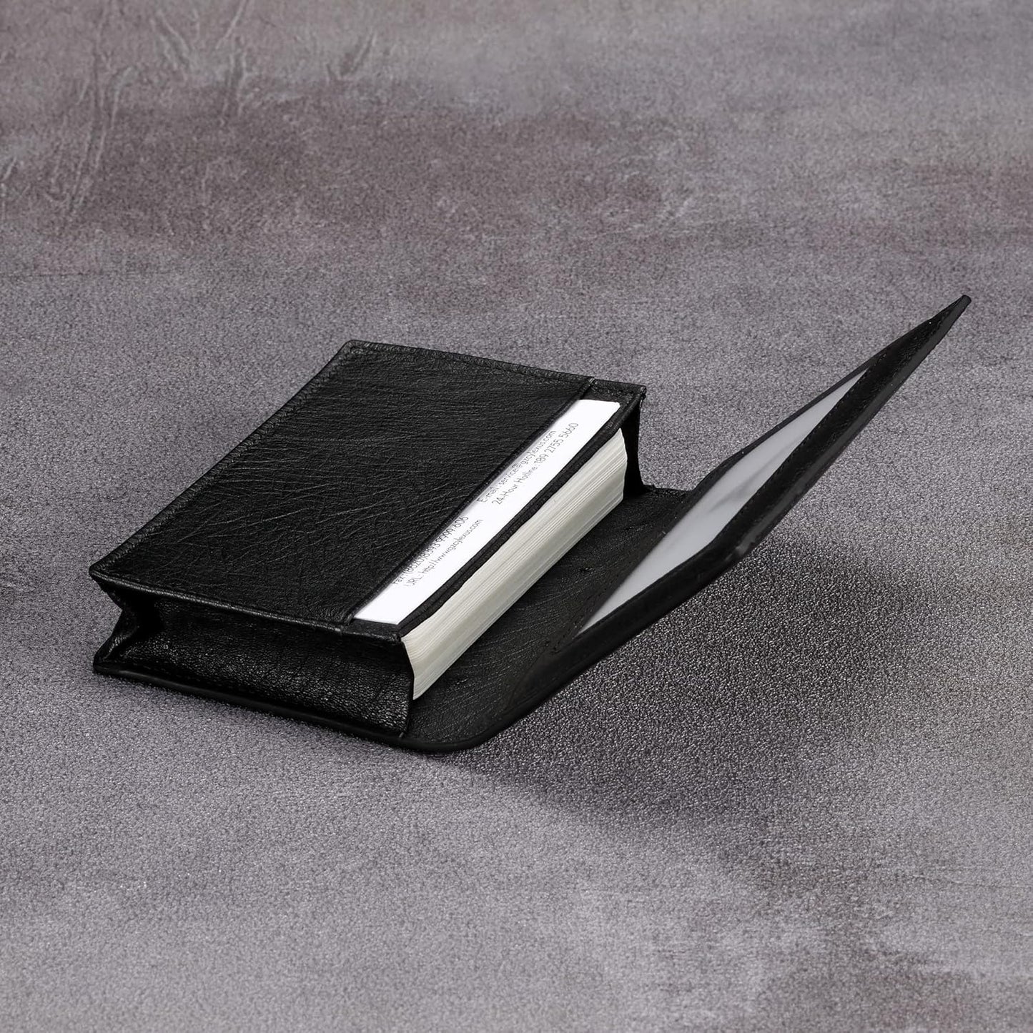 Leather Business Card Case Holder for Men & Women, Italian Calfskin