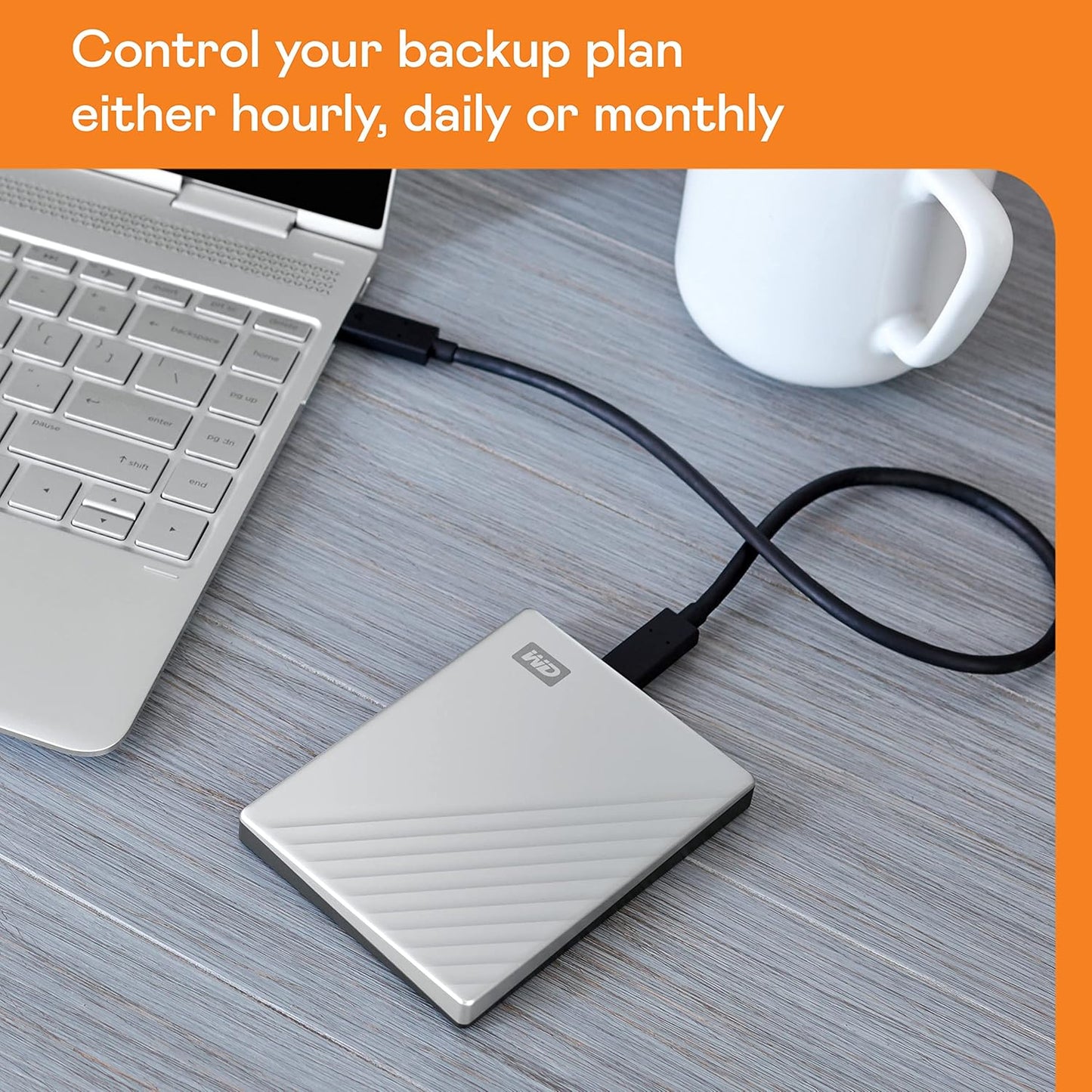 WD 2TB My Passport Ultra, Silver, Portable External Hard Drive, backup software with defense against ransomware, and password protection, USB-C and USB 3.1 - WDBC3C0020BSL-WESN