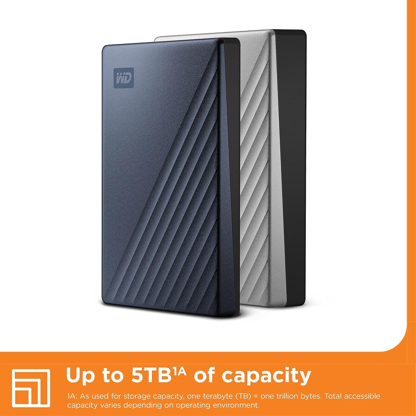 WD 4TB My Passport Ultra, Blue, Portable External Hard Drive, backup software with defense against ransomware, and password protection, USB-C and USB 3.1 - WDBFTM0040BBL-WESN