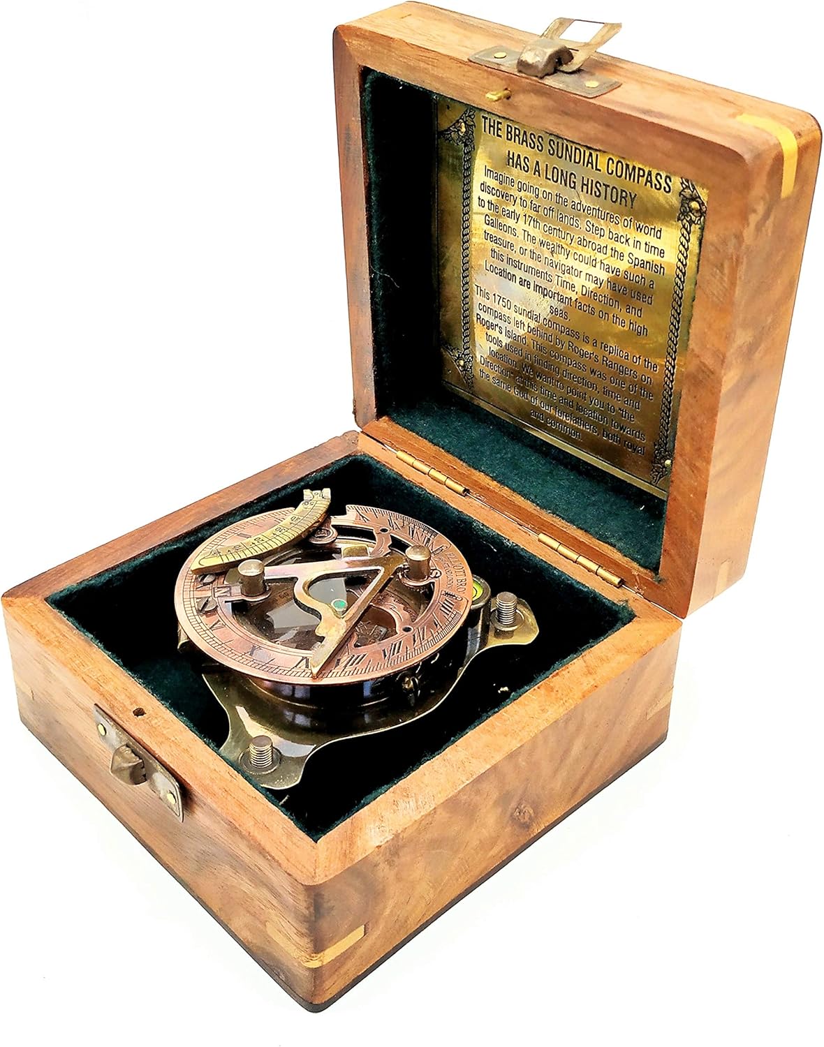 Sundial Compass, Vintage Marine West London Antique 2.5" Brass Sundial Compass Nautical Decor Big Brass Triangle Sundial Compass with Adjustable Screw Legs