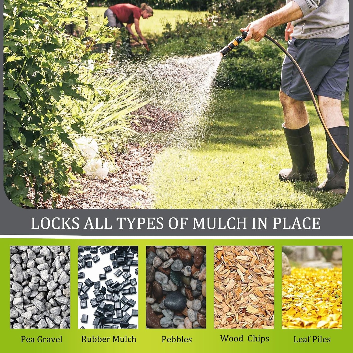 Mulch Glue for Landscaping 1.25 Gallon, Long-Lasting Rock Glue Gravel Binder, Strong Rubber Mulch Stabilizer Landscape Mulch Anchor for Pea Gravel, Max Concentrated Stones Lock Adhesive