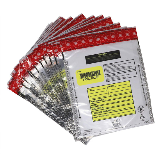 Nadex 9 x 12 Inch Tamper Evident Bank Deposit Bags with FRAUDSTOPPER Level 4 Security, 500 Pack (Clear)