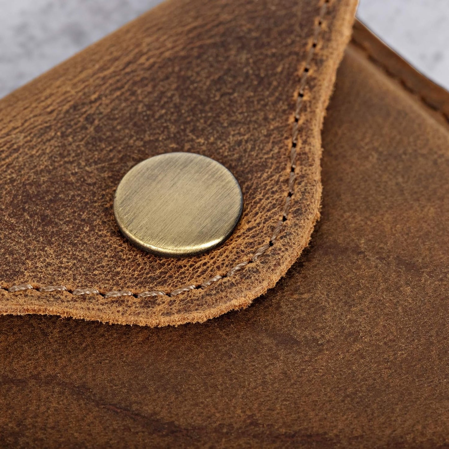 Brown Leather Card Holder with RFID Protection. Distressed leather Business Card Holder or Credit Card Wallet for Men or Women for your pocket or purse