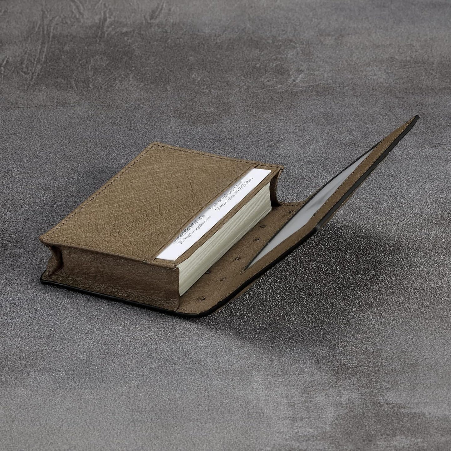 Leather Business Card Case Holder for Men & Women, Italian Calfskin