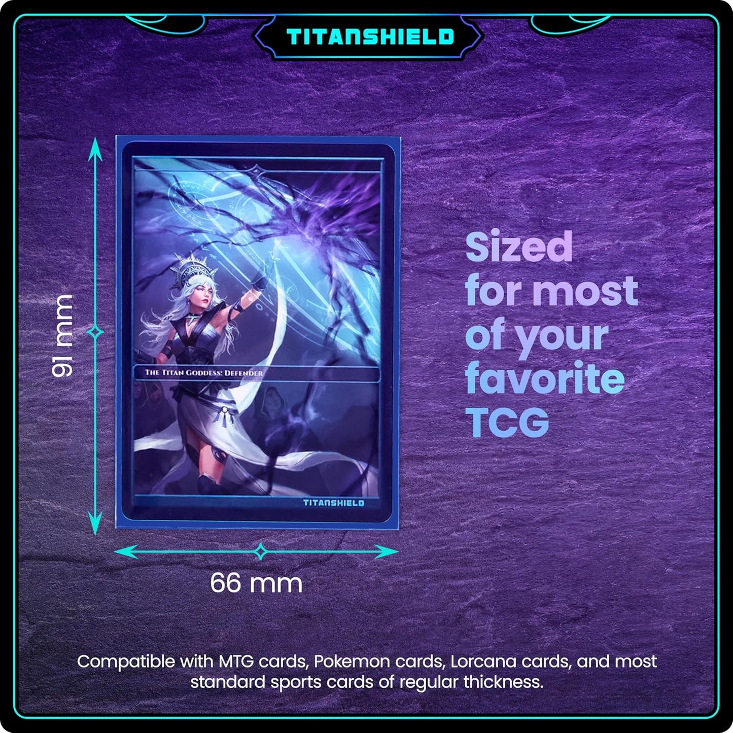 TitanShield TitanShield (150 Sleeves, Blue) Compatible with Standard Sized Board Games, MTG Magic The Gathering, Pokemon, Lorcana, and Trading Card Sleeves Deck Protector 2.5" x 3.5" 66x91mm