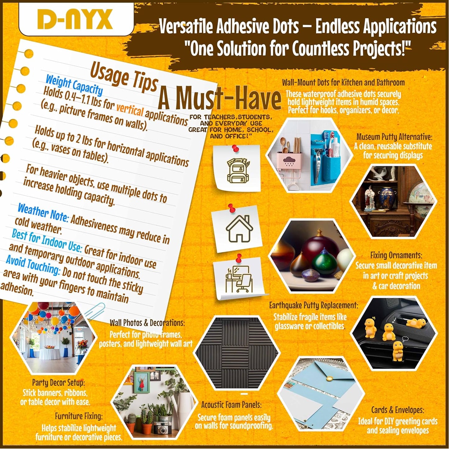 Double Sided Tape Sticky Dot Stickers 280, 350, 450, 550 or 700 Pack Removable Putty No Trace Clear Sticky Tack Waterproof Small Stickers for Festival Decoration Picture (450 Sticky Dots)