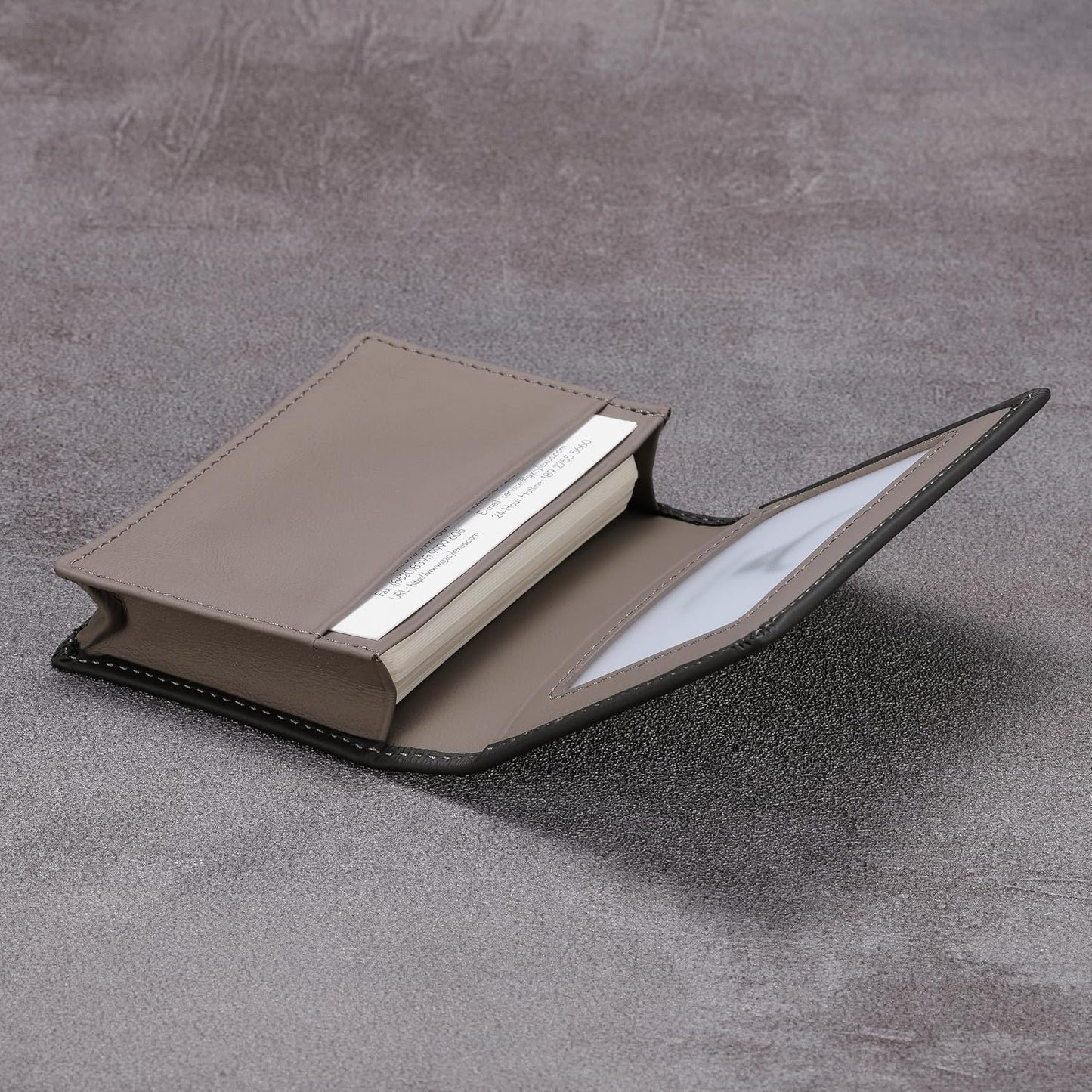 Leather Business Card Case Holder for Men & Women, Italian Calfskin