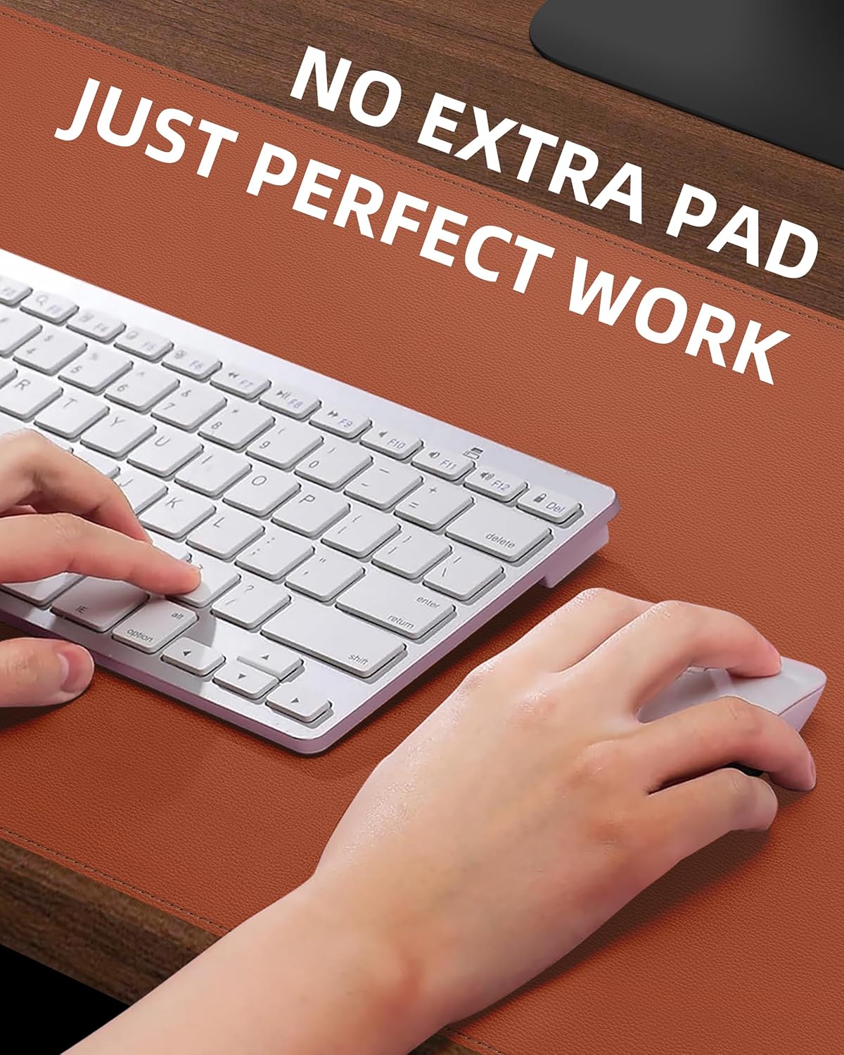Extra Large Desk Pad Mat - Waterproof Mouse Pad & Desk Protector, Non-Slip XXL PU Leather Gaming Mat for Keyboard/Mouse, Stitched Edge with Ergonomic Support, 47.2"x23.6" (Brown)