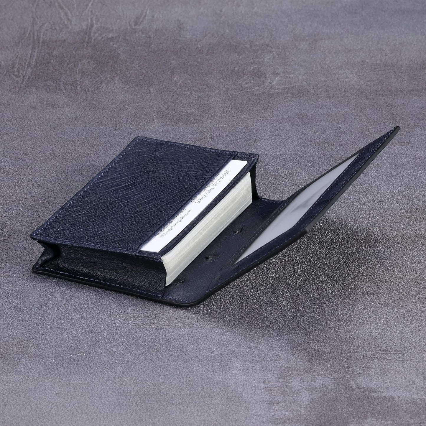 Leather Business Card Case Holder for Men & Women, Italian Calfskin