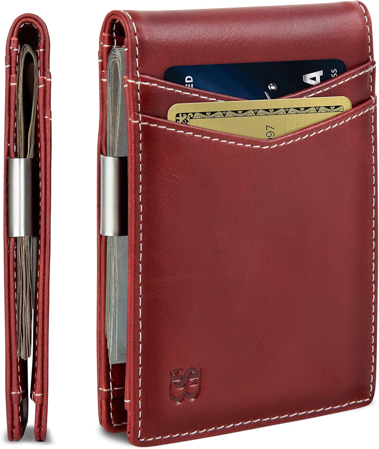 SERMAN BRANDS Money Clip Wallet - Mens Wallets slim Front Pocket RFID Blocking Card Holder Minimalist Mini Bifold