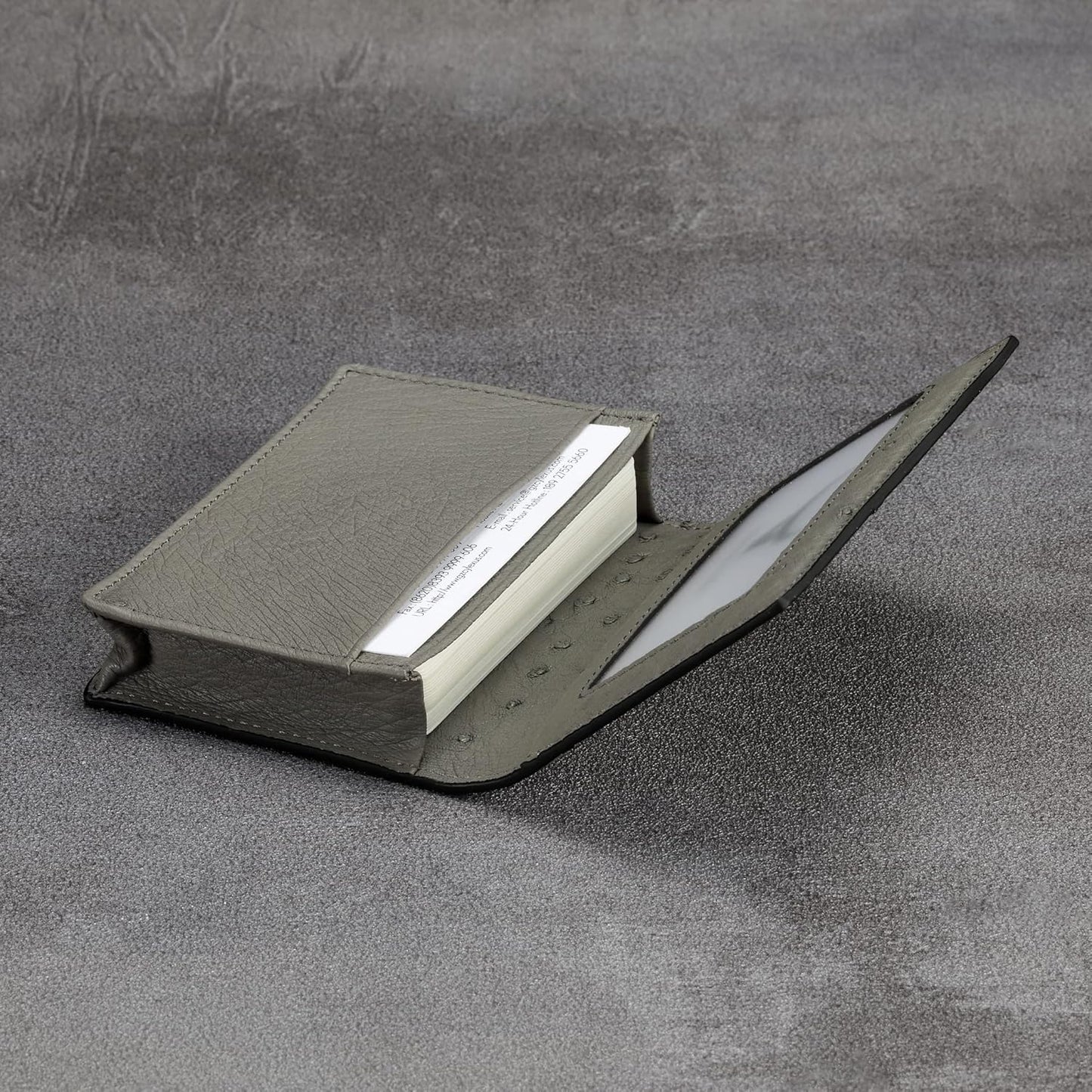 Leather Business Card Case Holder for Men & Women, Italian Calfskin