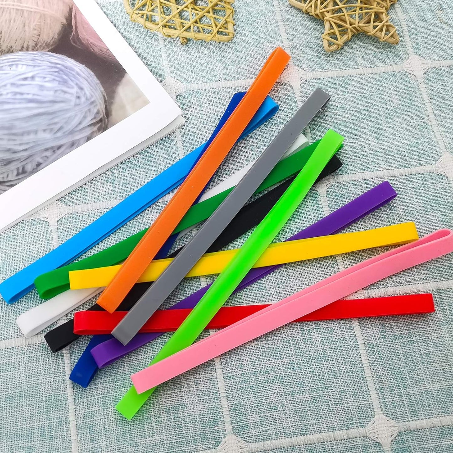 Coopay 36 Pieces Silicone Rubber Bands Colorful Elastic Rubber Wrapping Bands for Books, Art, Exercise, Crab Traps, Cooking, Wrapping, Heat, Cold, UV, Chemical Resistant (12, 8, 5.5 Inches)