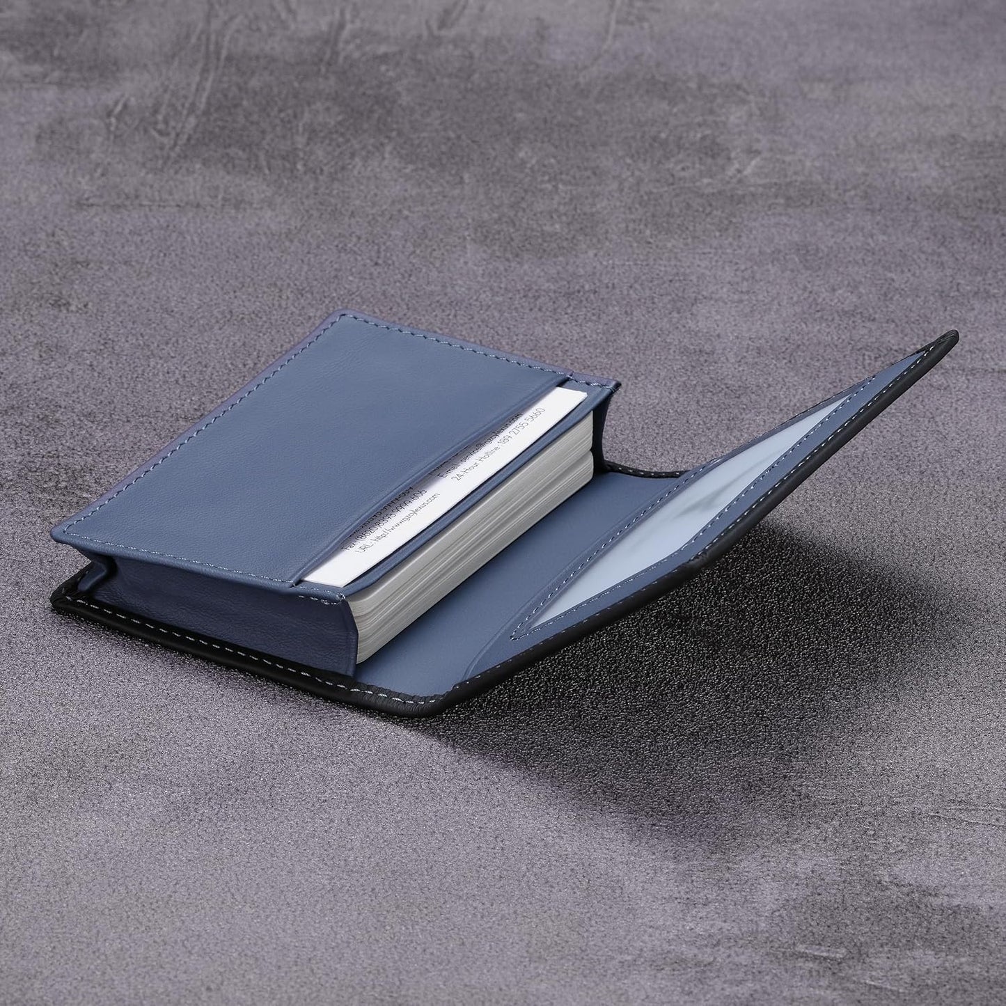 Leather Business Card Case Holder for Men & Women, Italian Calfskin