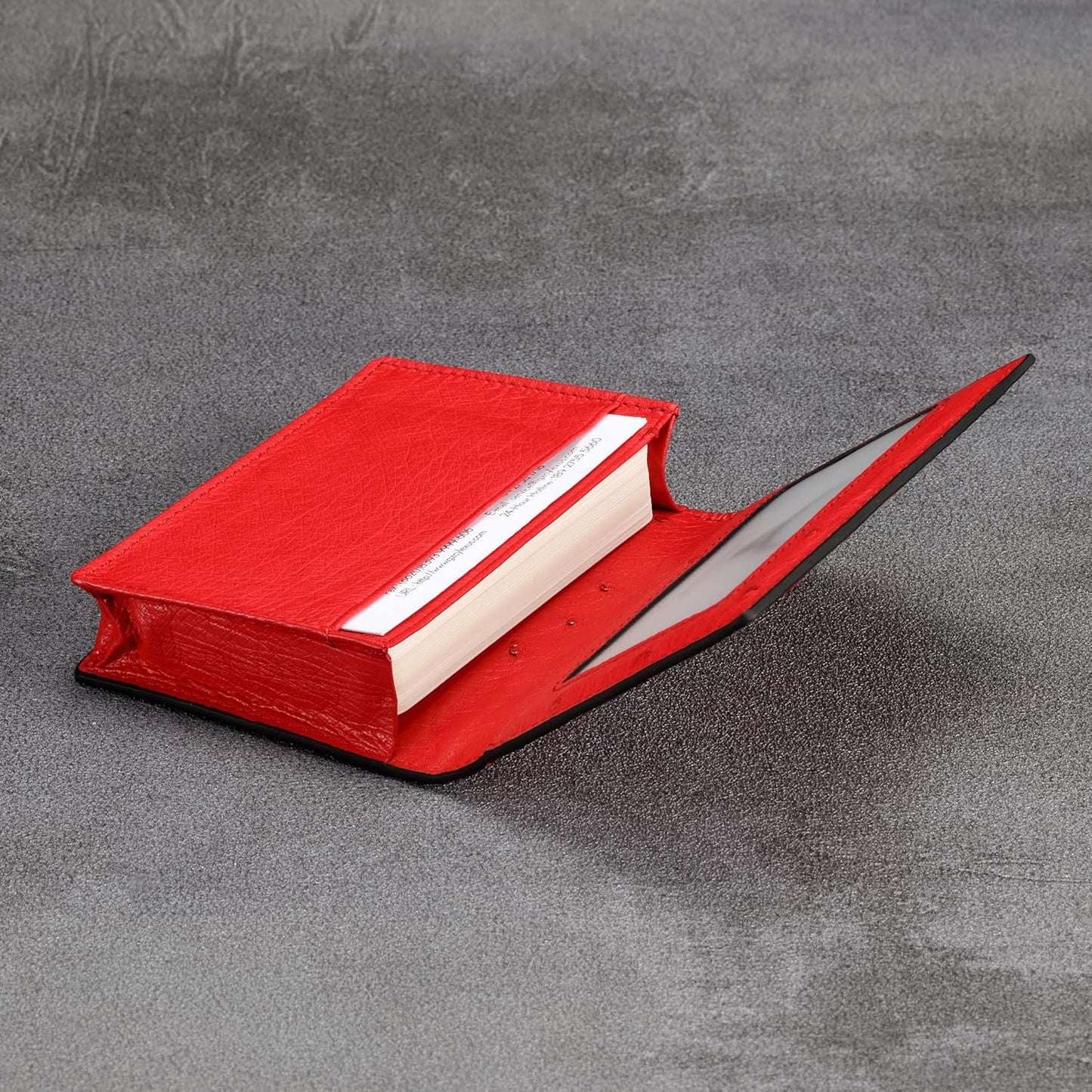 Leather Business Card Case Holder for Men & Women, Italian Calfskin