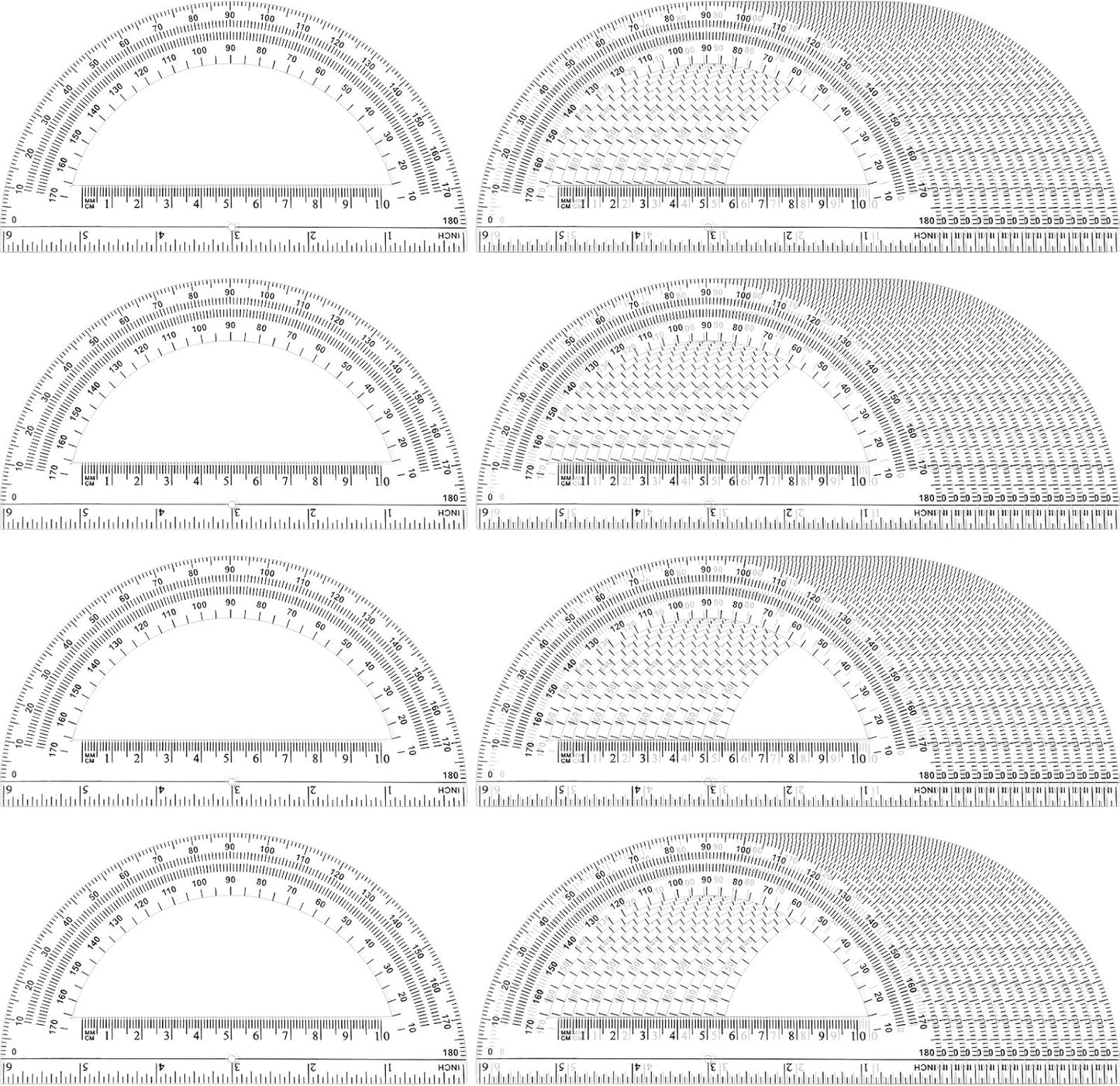 Zonon 100 Pieces Plastic Protractors Bulk Classroom Clear Math Protractors 180 Degrees 6 Inch for Geometry Student, Angle Measurement, Students Back to School Supplies Office Supplies