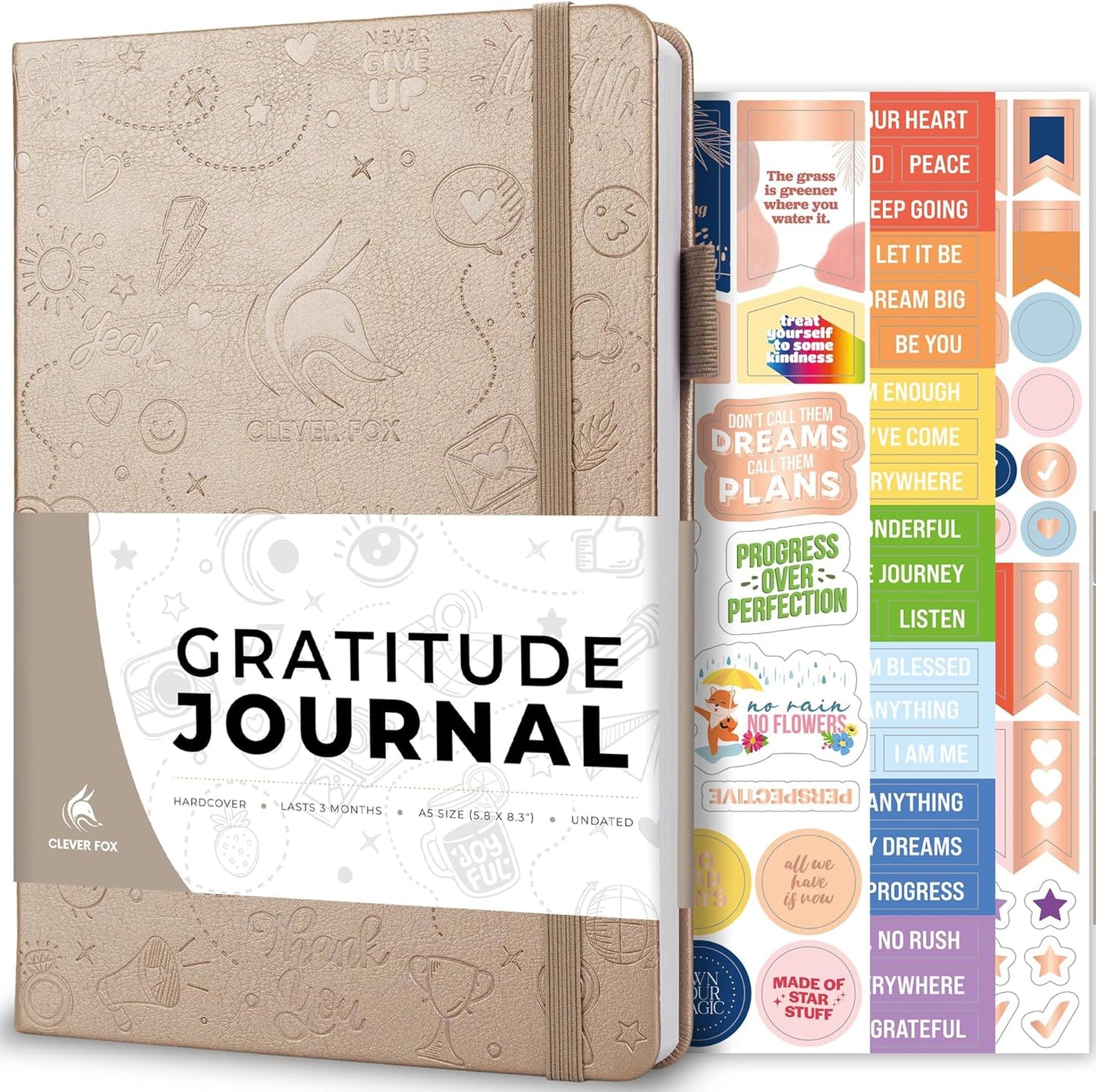 Clever Fox Gratitude Journal – Happiness, Positivity & Affirmation Daily Journal – Inspirational Daily Notebook – 3 Months, A5 (Pearl)