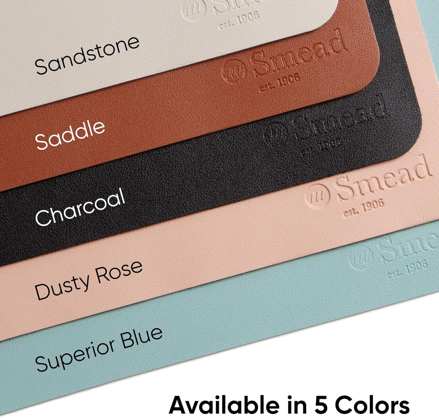 Smead Desk Pad, Vegan Leather Desk Mat with Non-Slip Faux Suede Backing, Perfect Desk Organizer for Office Decor, 23.6” x 13.7” Small, Saddle (64837)