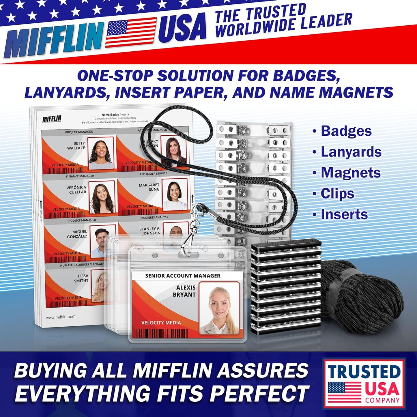 Mifflin-USA Card Protector (4x3 Inch, Clear, Bulk 10 Pack) Quick Load Horizontal No Zipper Name ID Badge Holder…