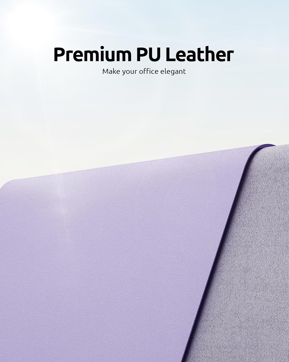 YSAGi Leather Desk Protector, Office Mat, Large Mouse Mat, Non-Slip PU Leather Blotter, Laptop Pad, Waterproof Writing Pad for Office and Home (Light Purple, 23.6" x 13.8")